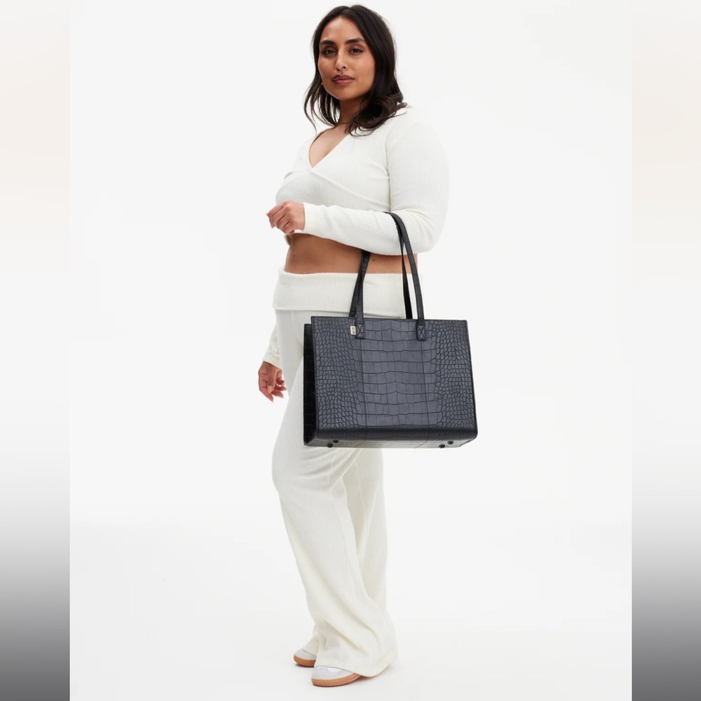The Work Tote in Black Croc